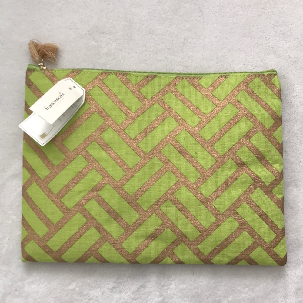 NWT Gold and green clutch